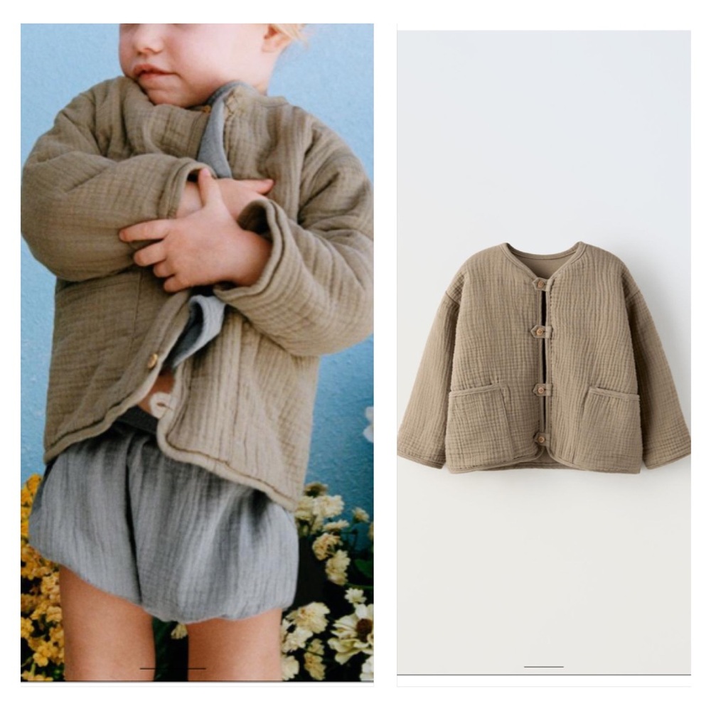NWT Zara organic cotton blend muslin pocket jacket 3-6M
